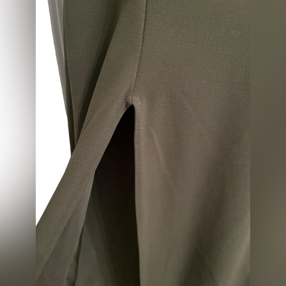 Nasty Gal Inc. Plunge V Neck Split Midi Dress | Olive Green | 8 - Picture 4 of 9